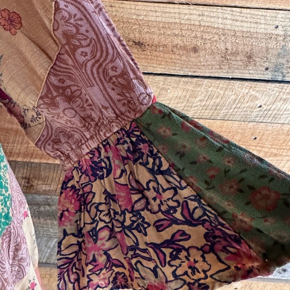 Boho Chic Patchwork Babydoll Dress Size M - Picture 6 of 10